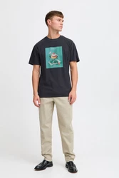 !Solid T-Shirt mit Print Braun/Grün/Schwarz