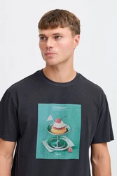 !Solid T-Shirt mit Print Braun/Grün/Schwarz