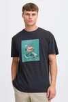 !Solid T-Shirt mit Print Braun/Grün/Schwarz