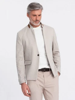 OMBRE Sakko Stehkragen Khaki/Beige/Braun/Grau OMBRE Sakko Stehkragen Khaki/Beige/Braun/Grau