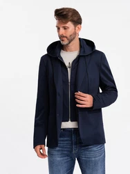 OMBRE Sakko mit Kapuze Dunkelblau/Hellblau