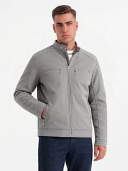 OMBRE Bikerjacke mit Stehkragen Grau/Hellgrau