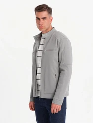 OMBRE Bikerjacke mit Stehkragen Grau/Hellgrau