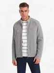 OMBRE Bikerjacke mit Stehkragen Grau/Hellgrau