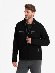 OMBRE Bikerjacke mit Stehkragen Schwarz/Grau/Dunkelrot