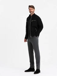 OMBRE Bikerjacke mit Stehkragen Schwarz/Grau/Dunkelrot