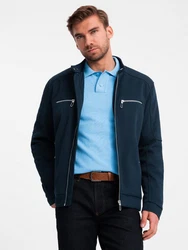 OMBRE Bikerjacke mit Stehkragen Dunkelblau/Blau/Hellblau