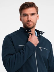 OMBRE Bikerjacke mit Stehkragen Dunkelblau/Blau/Hellblau