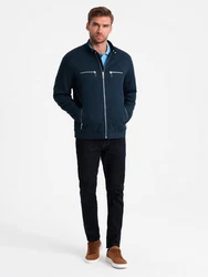 OMBRE Bikerjacke mit Stehkragen Dunkelblau/Blau/Hellblau