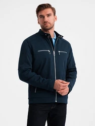 OMBRE Bikerjacke mit Stehkragen Dunkelblau/Blau/Hellblau