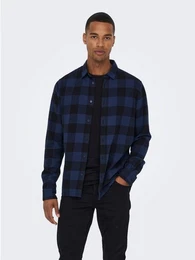Langarmhemd Freizeit Karohemd Holzfller Kariertes Flanellhemd (1-tlg) 4628 in Blau