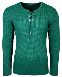 Baxboy Herren Pullover Slim Fit Rundhals Strick-Pullover Rundkragen Moderner Longsleeve (BB-52132) Dunkelgrün/Grün