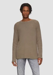 QS Rundhalspullover Casual Dunkelgrün/Khaki