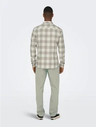 ONLY & SONS Langarmhemd Freizeit Karohemd Holzfäller (4628) Beige/Khaki/Hellgrau/Grau