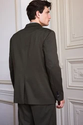 Next Zweireihiger Sakko im Relaxed Fit Dunkelgrün/Khaki