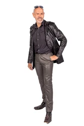 Be Noble Lederhose Chino Elegante Braun/Grau/Beige/Khaki