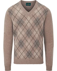 Alan Paine Strickpullover Jesmond Beige/Lila/Braun/Grau