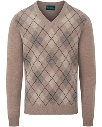 Alan Paine Strickpullover Jesmond Beige/Lila/Braun/Grau