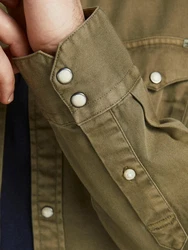 JACK & JONES Hemd 'Sheridan' Dunkelgrün/Khaki/Braun