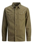JACK & JONES Hemd 'Sheridan' Dunkelgrün/Khaki/Braun