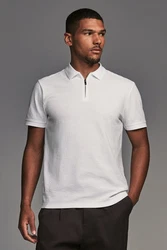 Next Poloshirt Strukturiertes Polo-Shirt Weiß/Creme