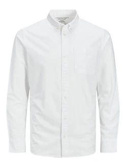 Jack & Jones Langarmhemd JPRBLUBrook OXFORD Weiß/Grau Jack & Jones Langarmhemd JPRBLUBrook OXFORD Weiß/Grau