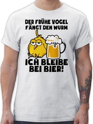 Shirtracer T-Shirt Der frühe Vogel fängt den Wurm! Ich bleibe bei Bier! schwarz