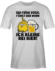 Shirtracer T-Shirt Der frühe Vogel fängt den Wurm! Ich bleibe bei Bier! schwarz
