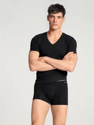 CALIDA Unterziehshirt Cotton Code V-Shirt Daywear Basic Schwarz (14590)