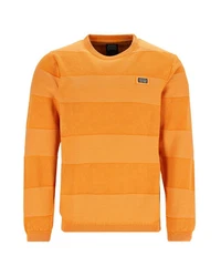 Hajo Rundhalspullover Washer-Pullover Strukturmix Gelb/Orange/Braun