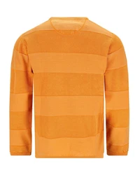 Hajo Rundhalspullover Washer-Pullover Strukturmix Gelb/Orange/Braun