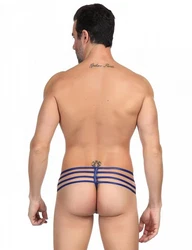 Lau-Fashion G-String Zipper Herren Tanga Slip Wetlook Blau/Hellblau/Orange/Rot/Dunkelblau