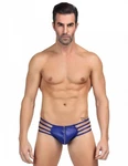 Lau-Fashion G-String Zipper Herren Tanga Slip Wetlook Blau/Hellblau/Orange/Rot/Dunkelblau