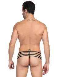 Lau-Fashion G-String Zipper Herren Tanga Slip Wetlook 