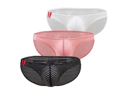 Lau-Fashion Slip Unterhose Transparenter Netz Fishnet Micro Unterwäsche Rosa/Weiß/Rot