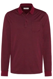 Langarm-Poloshirt mit feiner Strukturoptik