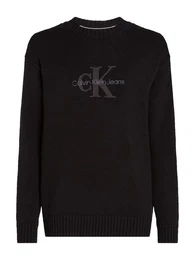 Rundhalspullover CHENILLE MONOLOGO SWEATER mit Logostickerei