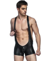 Overall Catsuit Body Wetlook Lack Leder Overall Kurze Hose Dessous M/L/XL