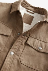 Next Hemdjacke aus Kunstwildleder mit Borgfutter (1-St) Braun/Khaki/Beige