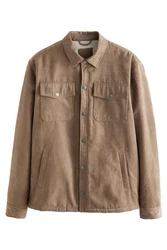 Next Hemdjacke aus Kunstwildleder mit Borgfutter (1-St) Braun/Khaki/Beige
