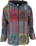 Guru-Shop Strickjacke Goa Jacke Patchwork Sweatshirt Jacke blau/bunt