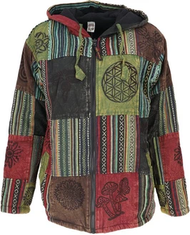 Guru-Shop Strickjacke Goa Jacke Patchwork Sweatshirt Jacke Guru-Shop Strickjacke Goa Jacke Patchwork Sweatshirt Jacke