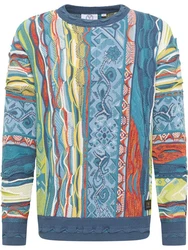 CARLO COLUCCI Rundhalspullover Dimani Orange/Braun/Schwarz/Mischfarben/Blau