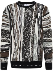 CARLO COLUCCI Rundhalspullover Dimani Grau/Schwarz/Silber/Orange/Hellgrau