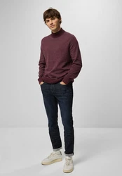 STREET ONE MEN Rollkragenpullover Dunkelrot/Bordeaux/Rosa/Lila