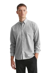 Marc O'Polo Langarmhemd Bio-Baumwoll-Twill Hellgrau/Grau/Dunkelgrau