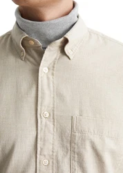 Marc O'Polo Langarmhemd Bio-Baumwoll-Twill Khaki/Beige