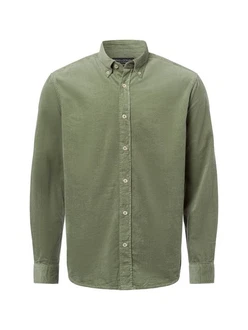 Marc O'Polo Langarmhemd mit Button-Down-Kragen Dunkelgrün/Grün