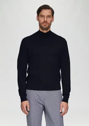 Strickpullover Softer Turtleneckpullover aus Baumwoll-Merino-Mix Rippblende