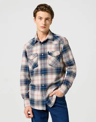 Wrangler Langarmhemd WESTERN SHIRT Creme/Blau/Beige/Hellblau